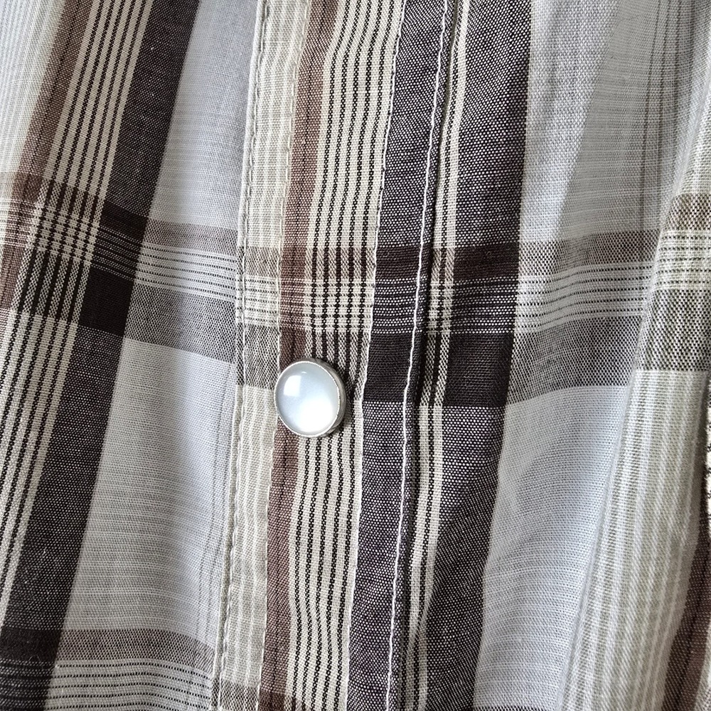 High Noon Shirt Western Pearl Snap Mens XL Brown Plaid Cowboy Rodeo Rancher - Picture 3 of 8